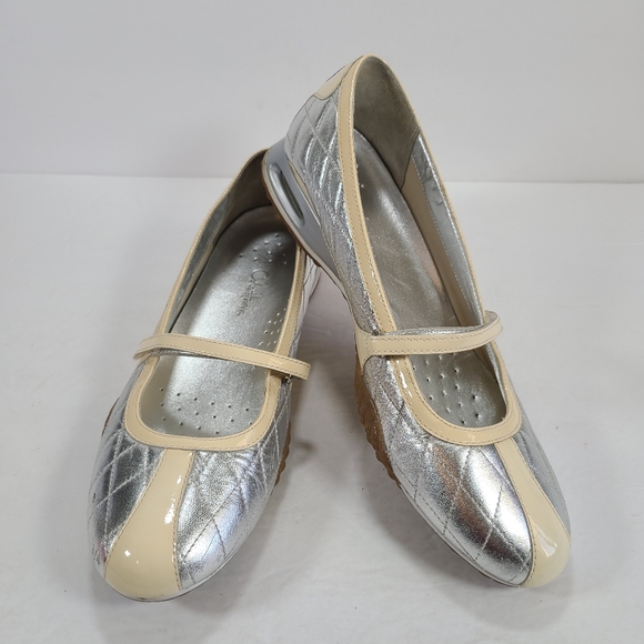 Cole Haan Shoes - Cole Haan Nike Air Bria Silver Metallic Quilted Mary Janes Women's 10
